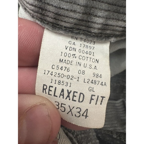 Vintage 90s Gap Men's 35x32 (35x34 Tag) Grey Corduroy Relaxed Fit Pants USA Made - Picture 7 of 7